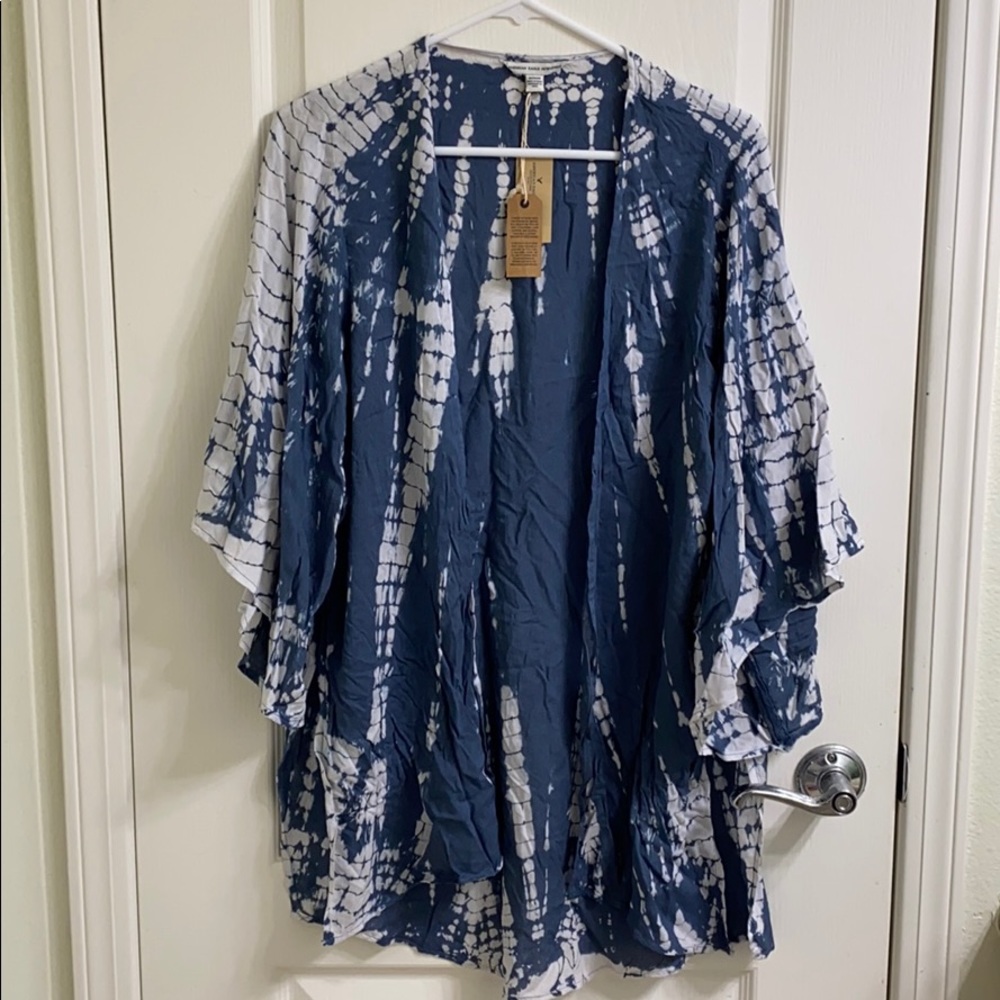 American Eagle Outfitters Blue Tie Dye Kimono